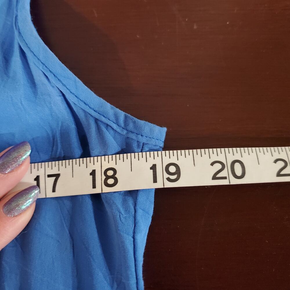 Vtg 90s Jams World Crinkle Sleeveless Midi Dress Womens Size M Blue Lightweight - Picture 13 of 15